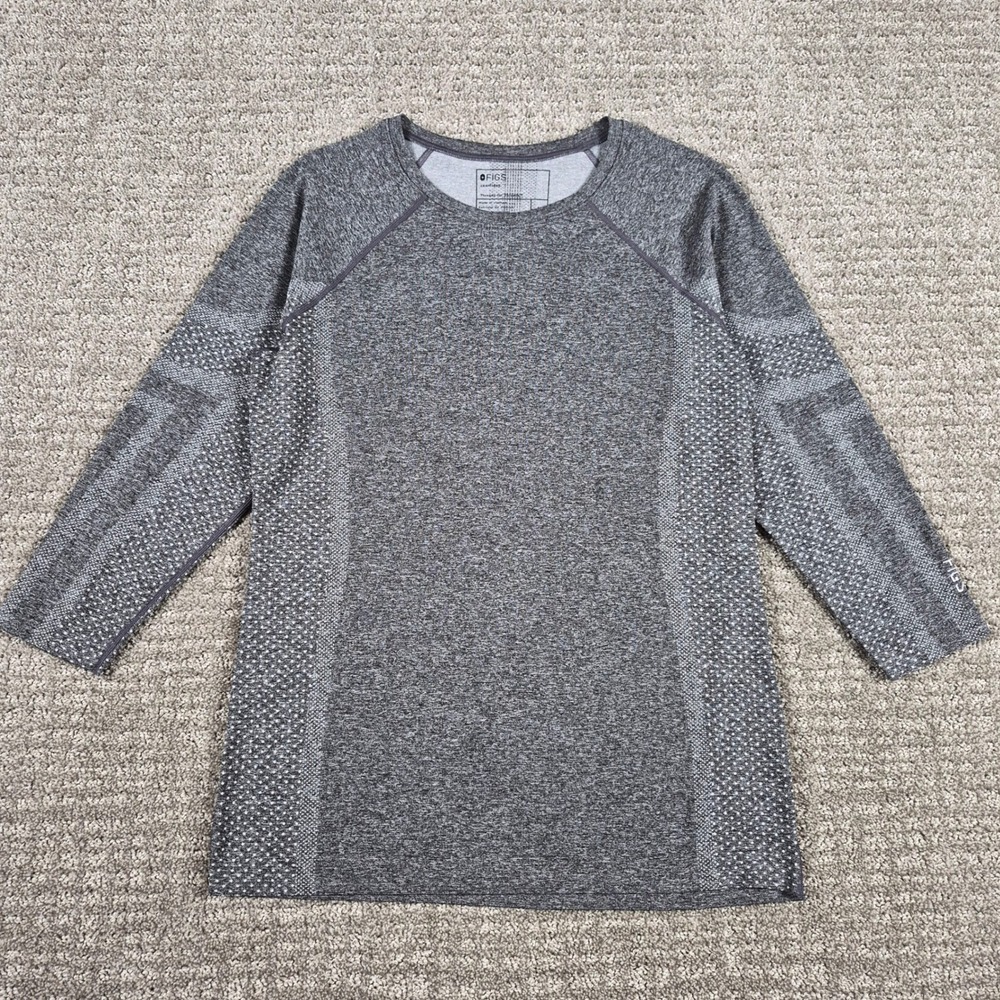 FIGS Underscrub Top Mens L Seamless 3/4 Sleeve Scrub Granite Gray